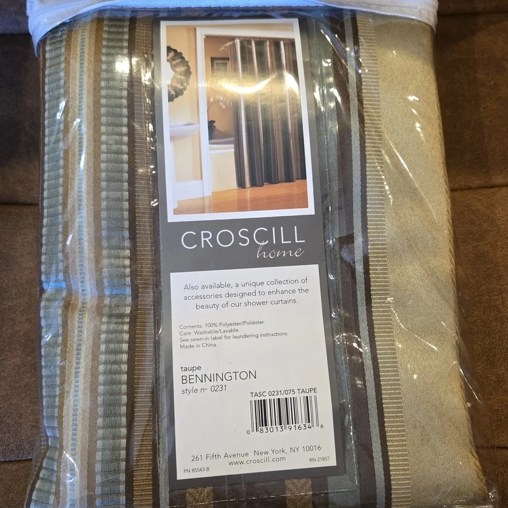 Croscill Home Fabric Shower Curtain/ Rich Striped Fall✨️Winter Hues/ NEW!